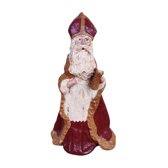 Vintage Saint Nicholas 1986 Doris C Williams Folk Art Santa Claus 80s Figurine - Picture 2 of 8